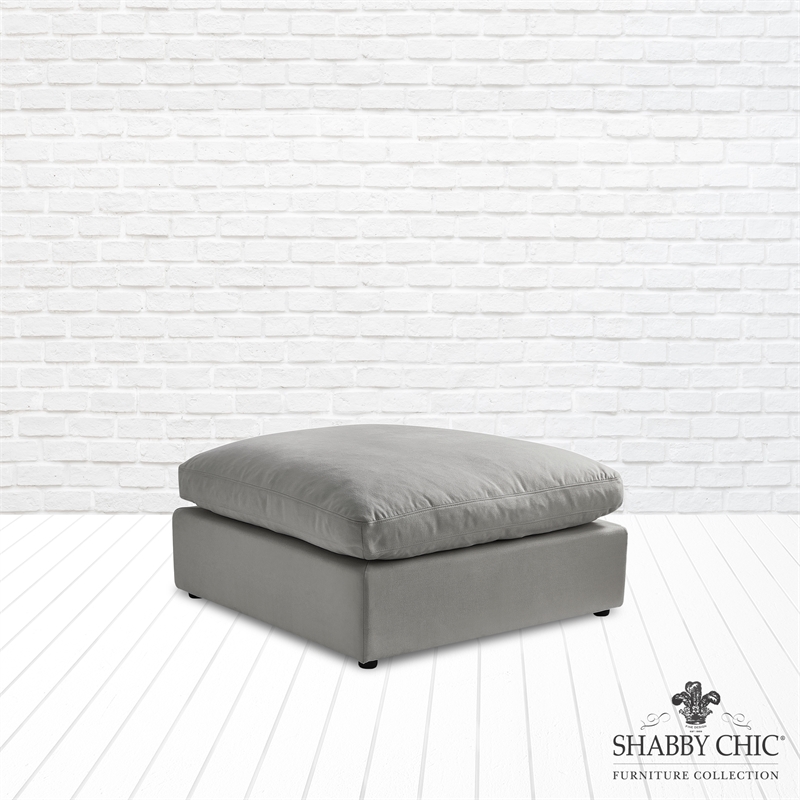 Kaelynn Ottoman Gray Linen Upholstered