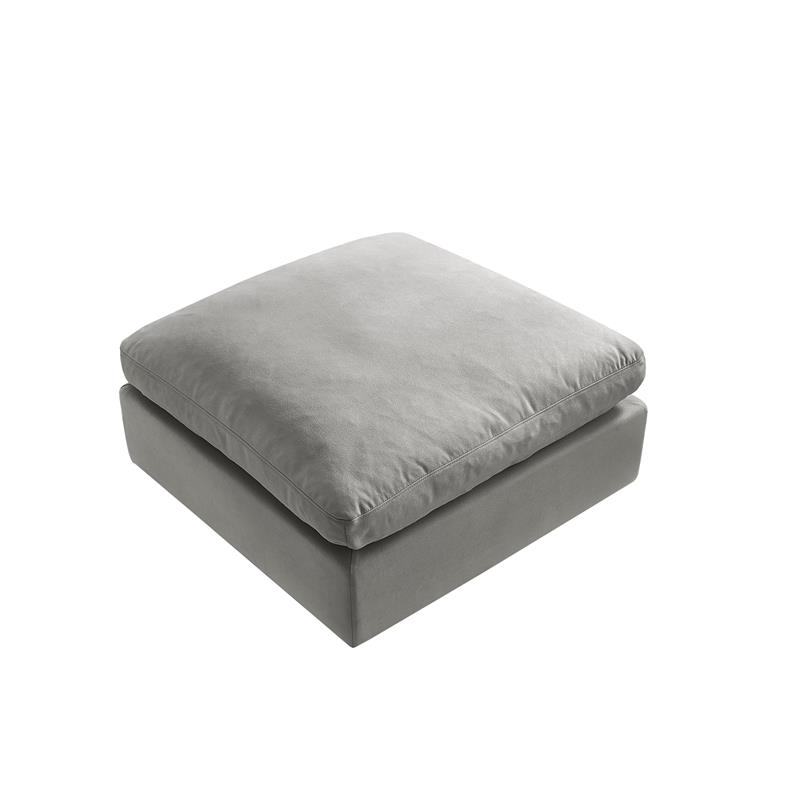 Kaelynn Ottoman Gray Linen Upholstered