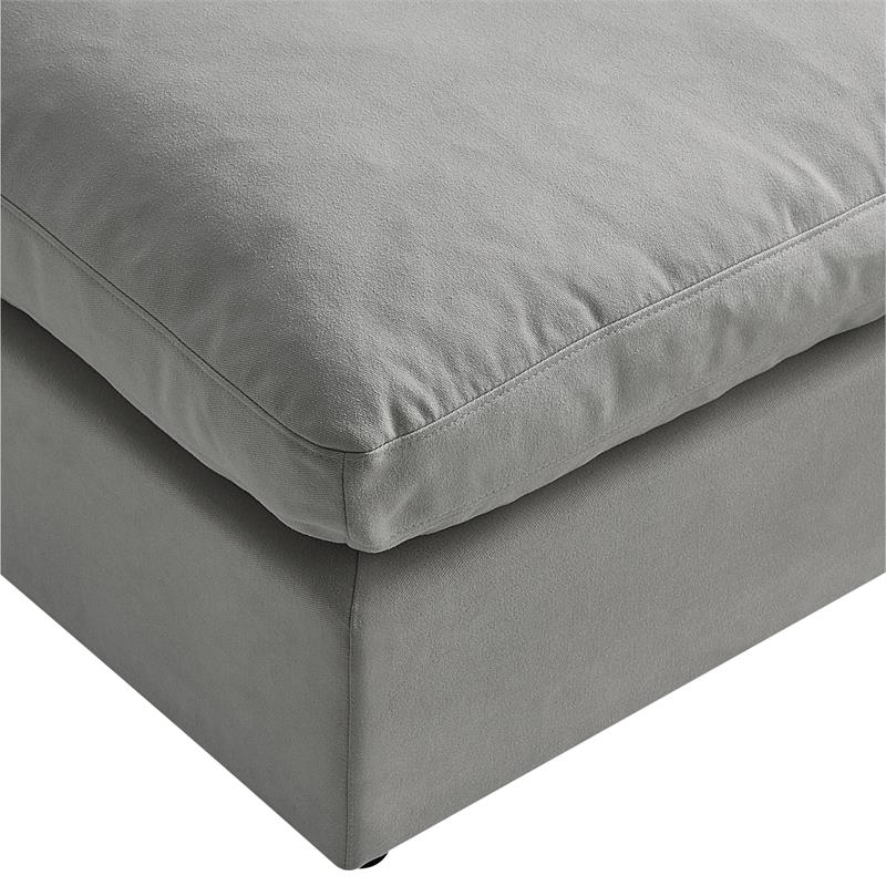 Kaelynn Ottoman Gray Linen Upholstered