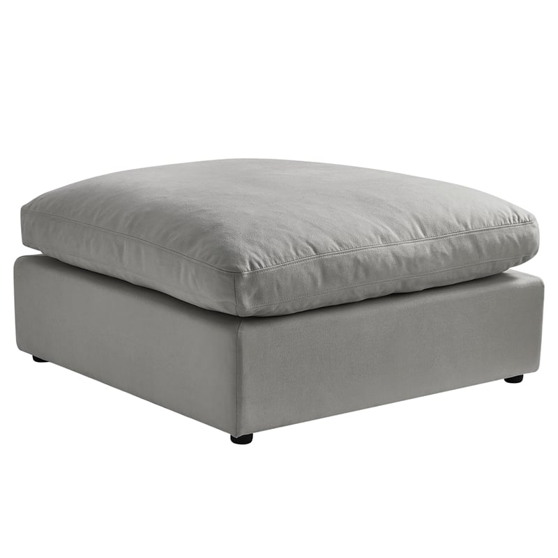 Kaelynn Ottoman Gray Linen Upholstered