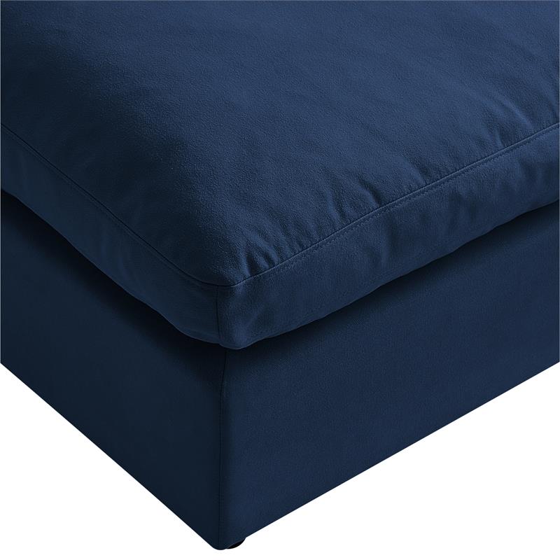 Kaelynn Ottoman Navy Blue Linen Upholstered