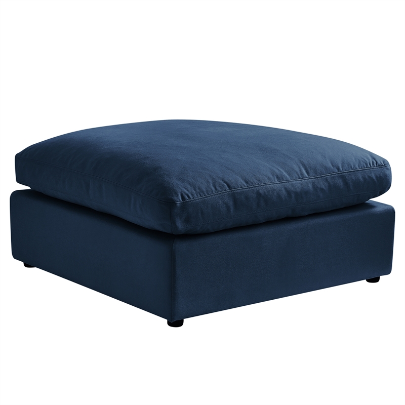 Kaelynn Ottoman Navy Blue Linen Upholstered