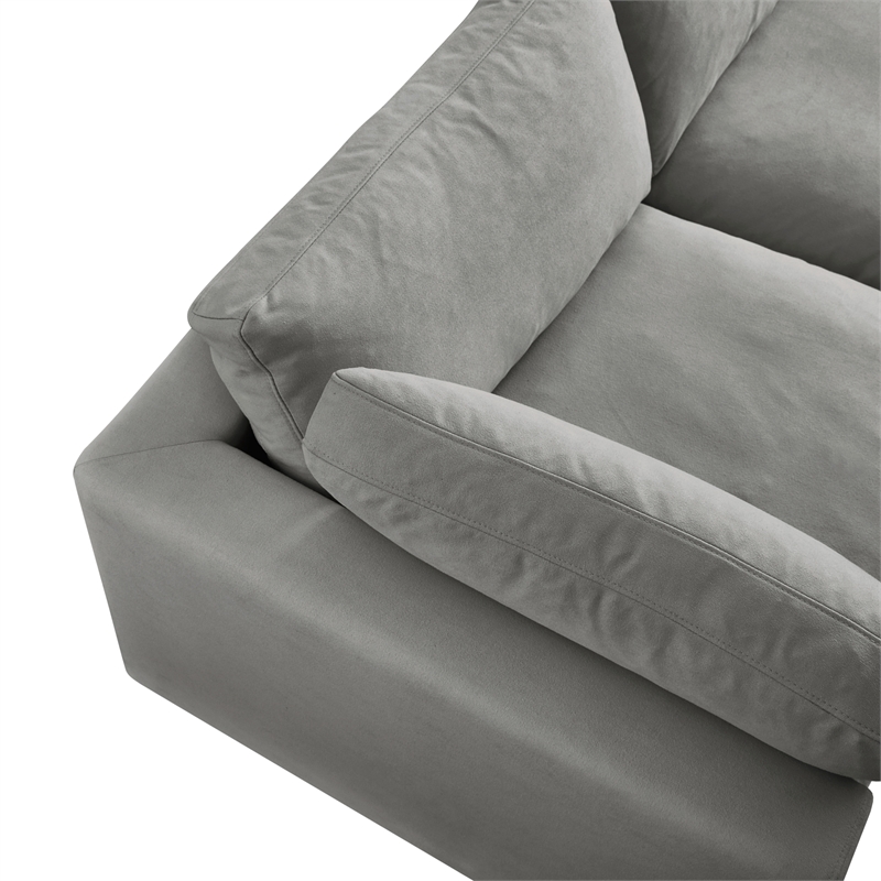 Kaelynn Sofa Grey Linen Upholstered 4 Seat and Ottoman