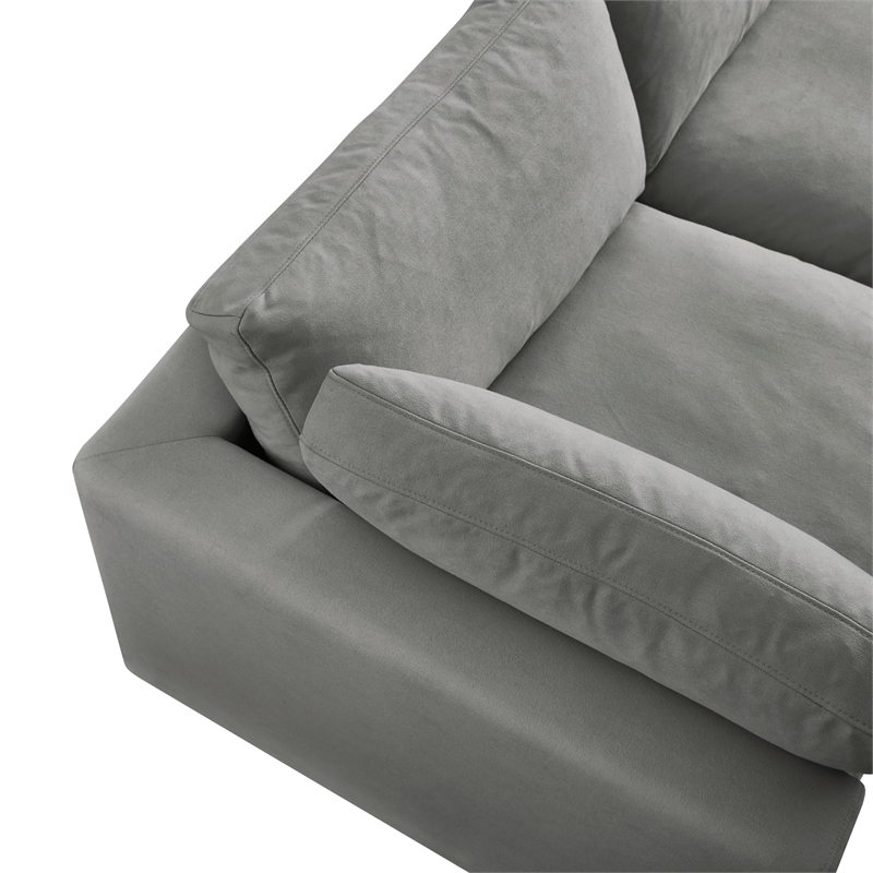 Kaelynn Sofa Gray Linen Upholstered 4 Seat and 2 Ottoman