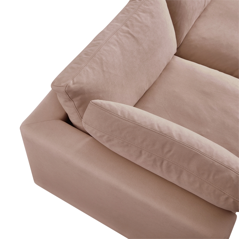 Kaelynn Sofa Pink Linen Upholstered 4 Seat and 2 Ottoman