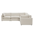 Kaelynn Corner Sofa Cream White Linen Upholstered