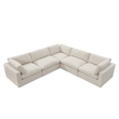 Kaelynn Corner Sofa Cream White Linen Upholstered