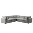 Kaelynn Corner Sofa Gray Linen Upholstered