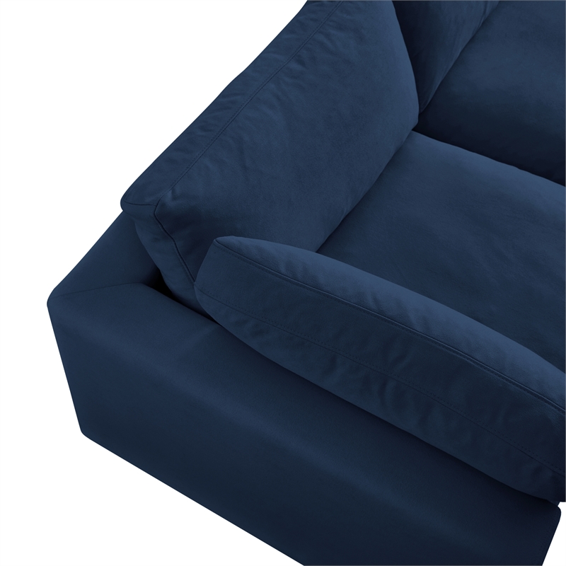 Kaelynn Corner Sofa Navy Blue Linen Upholstered