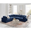 Kaelynn Corner Sofa Navy Blue Linen Upholstered