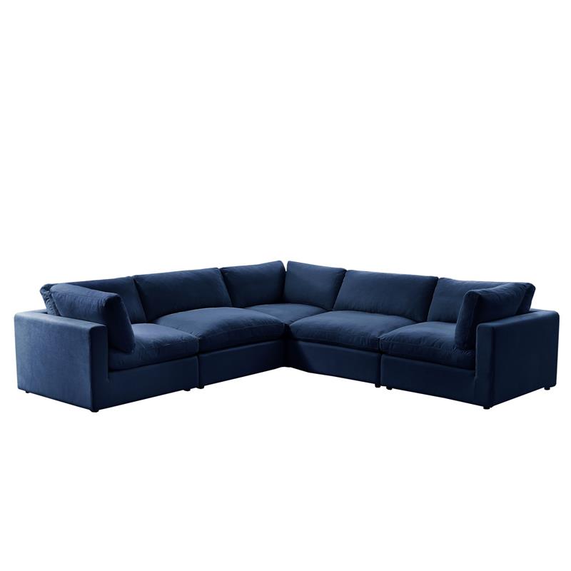Kaelynn Corner Sofa Navy Blue Linen Upholstered