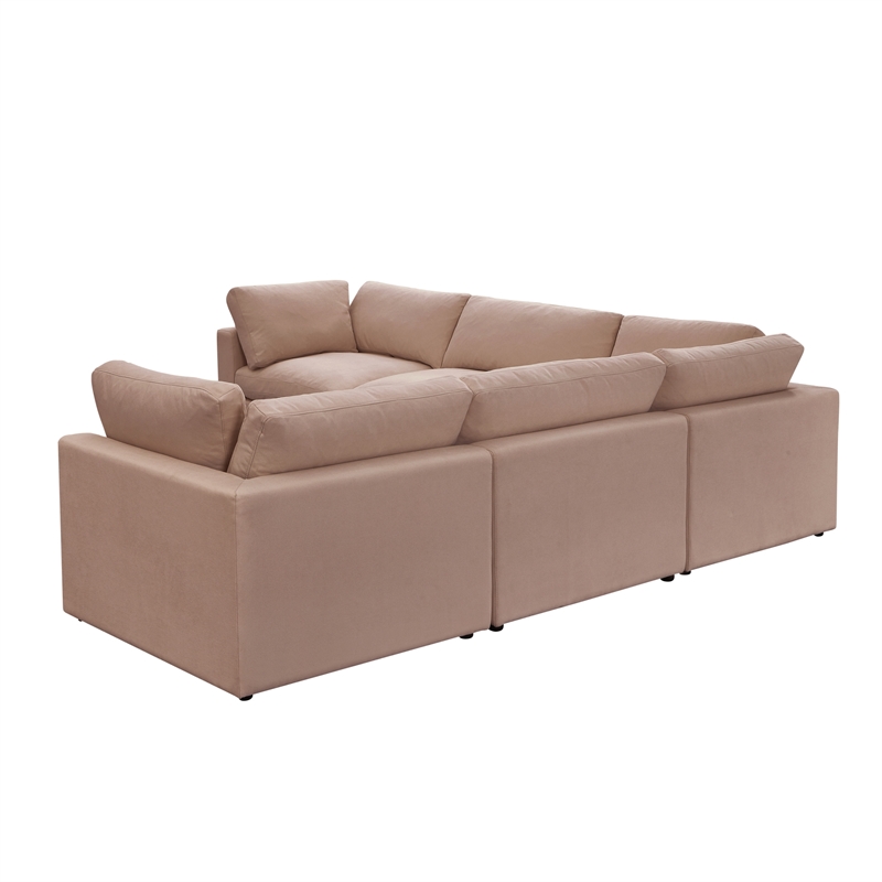 Kaelynn Corner Sofa Pink Linen Upholstered