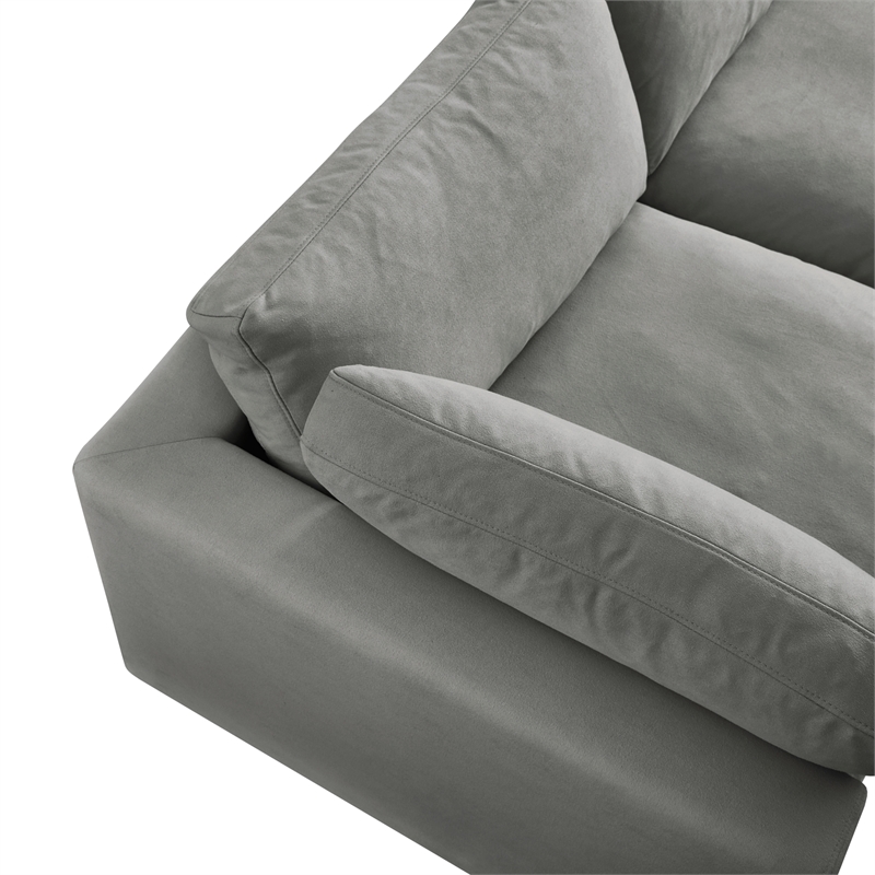 Kaelynn Corner Sofa Gray Linen Upholstered with Ottoman