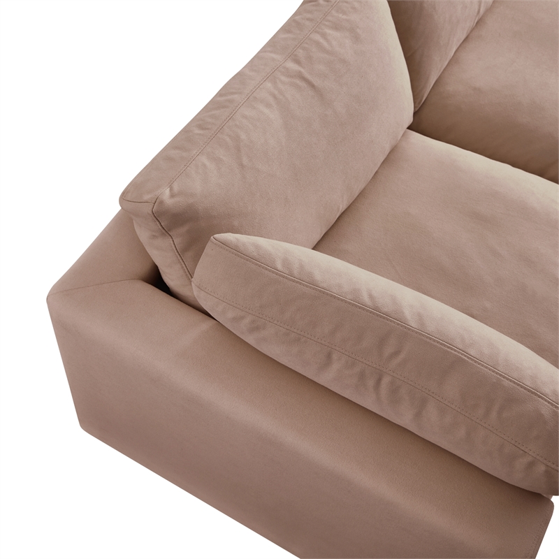 Kaelynn Corner Sofa Pink Linen Upholstered with Ottoman