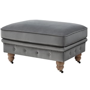 Londynn Cocktail Ottoman Dark Gray Velvet 36L x 25W x 20H Button Tufted
