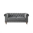 Londynn Loveseat Dark Grey Velvet 71L x 33.5W x 30.3H Button Tufted Rolled Arm