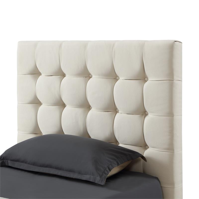 Blake Beds Beige Linen Twin Button Tufted