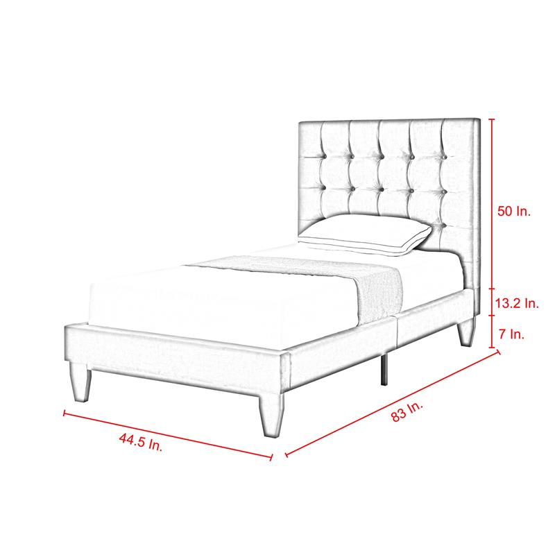 Blake Beds Beige Linen Twin Button Tufted
