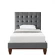 Blake Beds Gray Velvet Twin Button Tufted