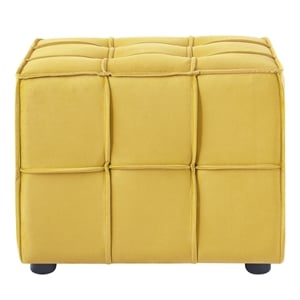 Gannon Ottomans Yellow Velvet  Upholstered Piping Trim