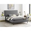 Lyle Beds Grey Linen Full Upholstered Walnut Tapered Legs