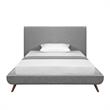 Lyle Beds Grey Linen Full Upholstered Walnut Tapered Legs