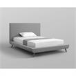 Lyle Beds Grey Linen Full Upholstered Walnut Tapered Legs