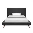 Lyle Beds Charcoal Linen Full Upholstered Walnut Tapered Legs