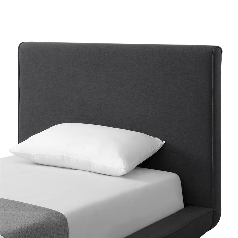 Lyle Beds Charcoal Linen Twin Upholstered Walnut Tapered Legs