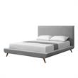 Lyle Beds Grey Linen Queen Upholstered Walnut Tapered Legs