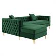 Levi Sofas Hunter Green Velvet 70L x 115W x 30H Gold Nailhead Trim Button Tufted