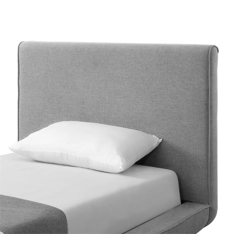 Lyle Beds Grey Linen Twin Upholstered Walnut Tapered Legs