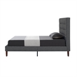 Blake Beds Light Gray Linen Full Button Tufted