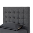 Blake Beds Light Gray Linen Full Button Tufted