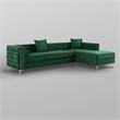 Levi Sofas Hunter Green Velvet 70L x 115W x 30H Gold Nailhead Trim Button Tufted