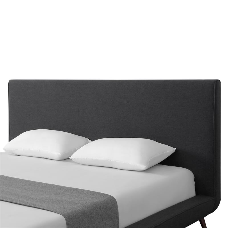 Lyle Beds Charcoal Linen King Upholstered Walnut Tapered Legs