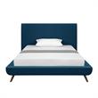Lyle Beds Denim Linen Full Upholstered Walnut Tapered Legs