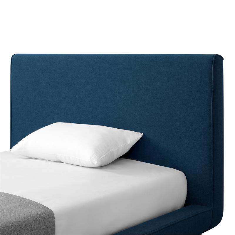 Lyle Beds Denim Linen Full Upholstered Walnut Tapered Legs