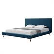 Lyle Beds Denim Linen King Upholstered Walnut Tapered Legs