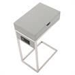 Phoenix End Tables Grey And Chrome 2 USB Charging Ports 2 Outlets Power Plug