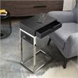 Phoenix End Tables Black And Chrome 2 USB Charging Ports 2 Outlets Power Plug