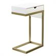 Phoenix End Tables White And Gold 2 USB Charging Ports 2 Outlets Power Plug