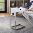Phoenix End Tables White And Chrome 2 USB Charging Ports 2 Outlets Power Plug