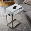 Phoenix End Tables White And Chrome 2 USB Charging Ports 2 Outlets Power Plug