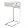 Phoenix End Tables White And Chrome 2 USB Charging Ports 2 Outlets Power Plug
