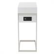 Phoenix End Tables White And Chrome 2 USB Charging Ports 2 Outlets Power Plug
