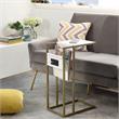 Axl End Tables White And Gold 2 USB Charging Ports 2 Outlets Power Plug