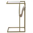 Axl End Tables White And Gold 2 USB Charging Ports 2 Outlets Power Plug
