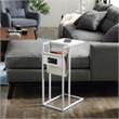 Axl End Tables White And White 2 USB Charging Ports 2 Outlets Power Plug