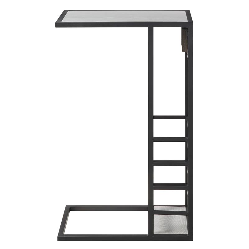 Arian End Tables Grey And Black Magazine Holder 2 USB Charging Ports